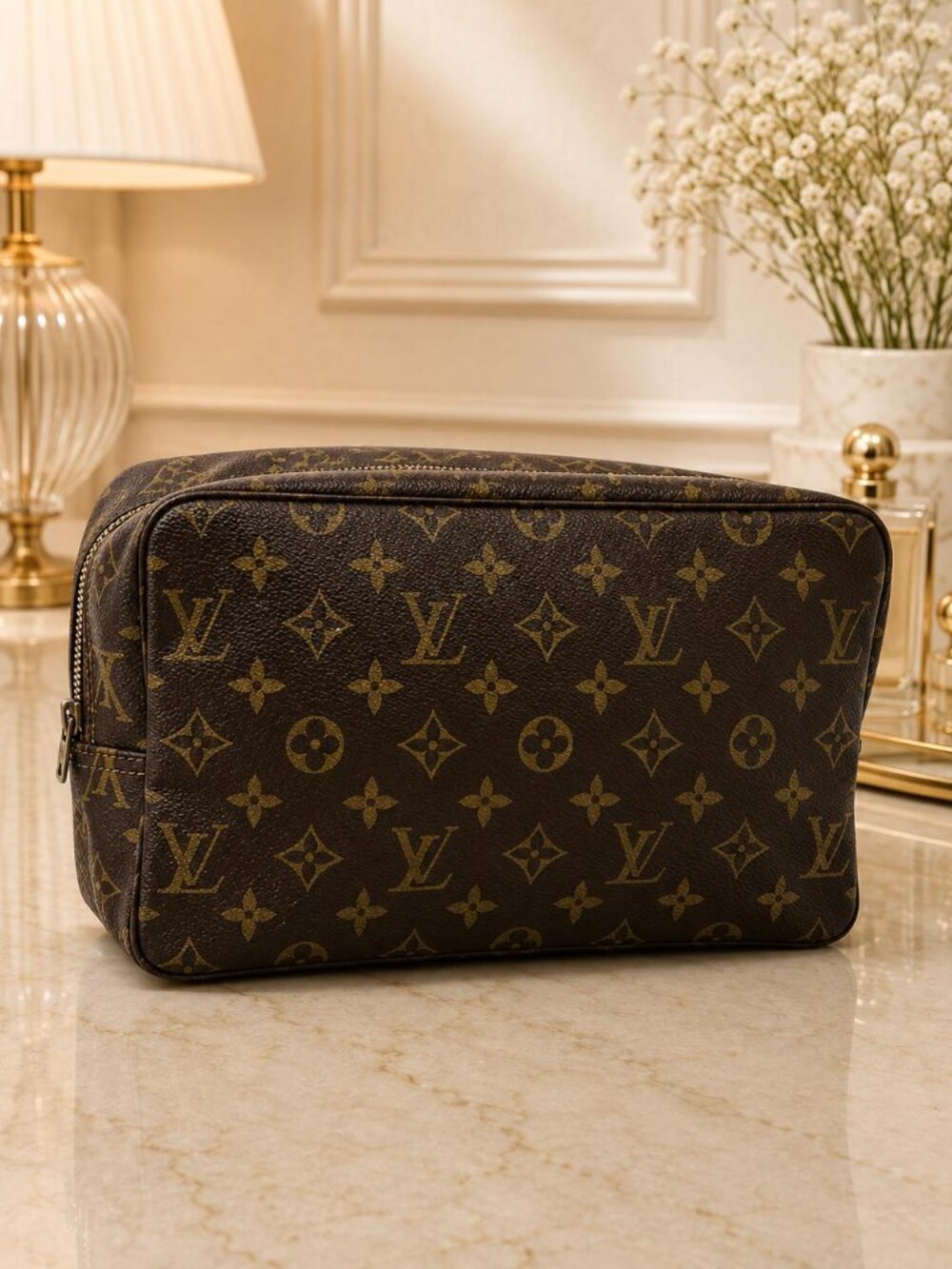 Authentic Louis Vuitton Trousse Toilette 28 Monogram Toiletry Pouch Makeup Bag